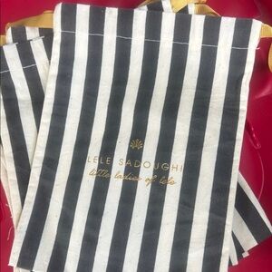 Lele Sadoughi Black and White Striped Fabric